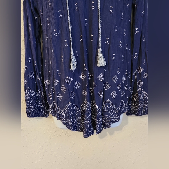 Lucky Brand Bohemian Blouse Navy Size Small ☆NWOT☆ - Picture 4 of 8